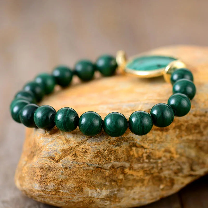 A+++++ Malachite Stretch Elastic Strand Beads Bracelet Luxury Natural Stones Women Men Couples Jewelry Bijoux Wholesale