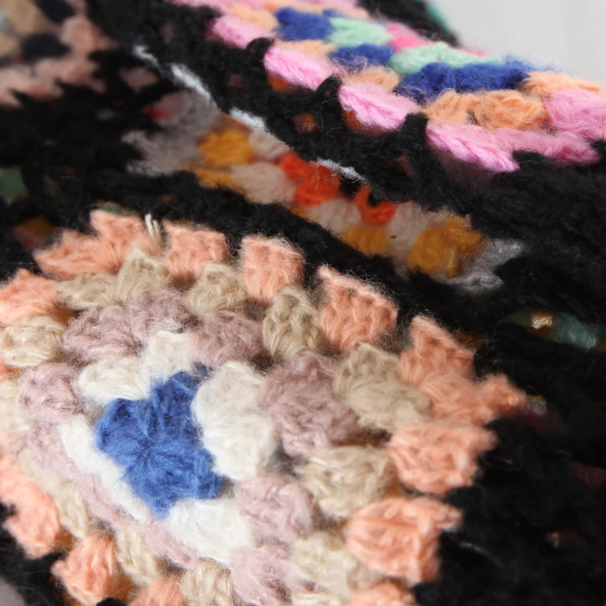 2021 Bohemia Colored Plaid Flower Hand Crochet Hooded Cardigan Ethnic Woman Bandage Lacing up Midi Long Sweater Beach Jumper