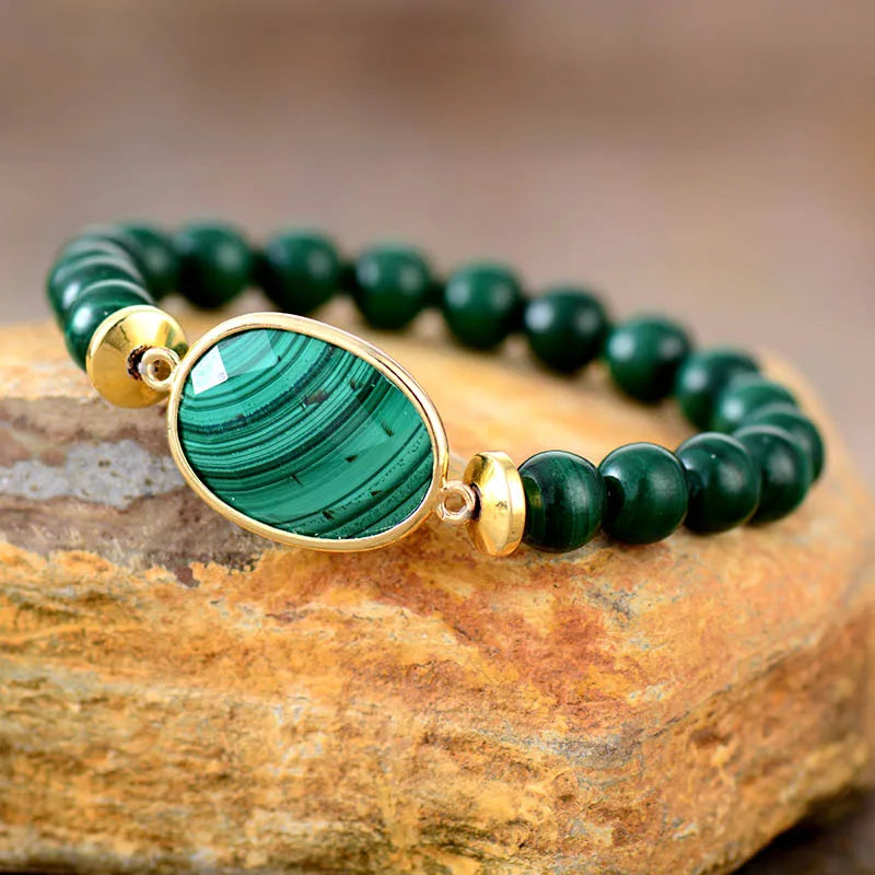 A+++++ Malachite Stretch Elastic Strand Beads Bracelet Luxury Natural Stones Women Men Couples Jewelry Bijoux Wholesale