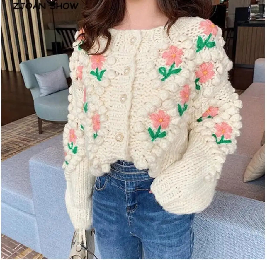 2021 Bohemia Colored Plaid Flower Hand Crochet Hooded Cardigan Ethnic Woman Bandage Lacing up Midi Long Sweater Beach Jumper