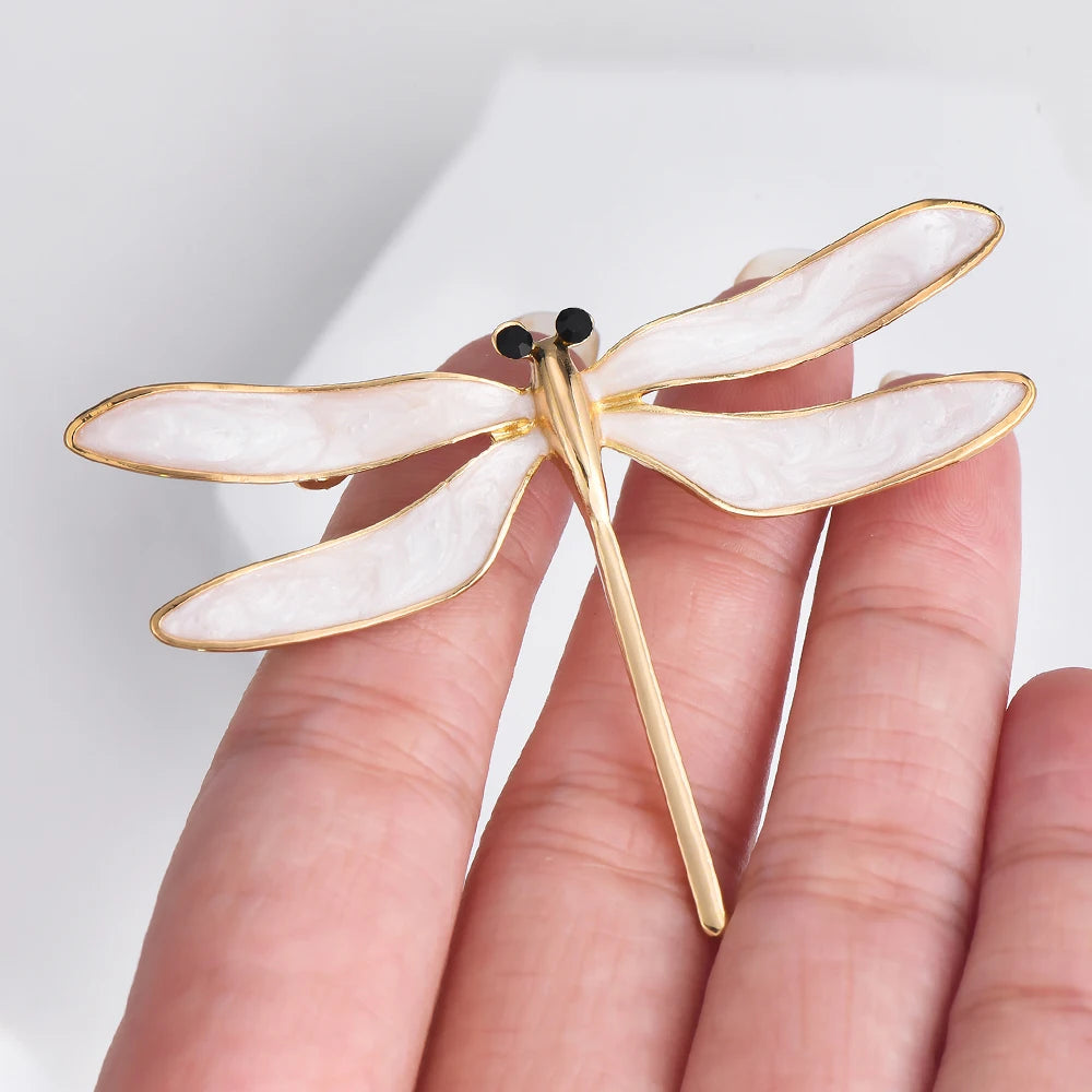 Animal White Dragonfly Brooches Fashion Insect Pins Clothing Backpack Lapel Accessories Animal Jewelry For Women Girl Gift