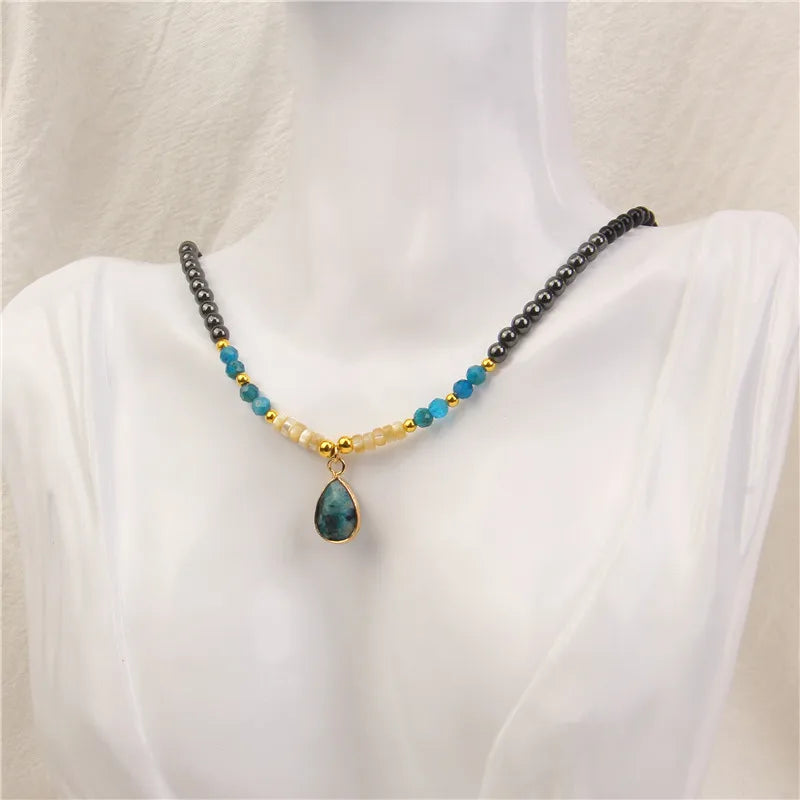 40cm Drop Pendant Necklace Natural Quartzs Stone Beaded Charm Necklaces Vintage Female Energy Necklace for Women Jewelry Gifts