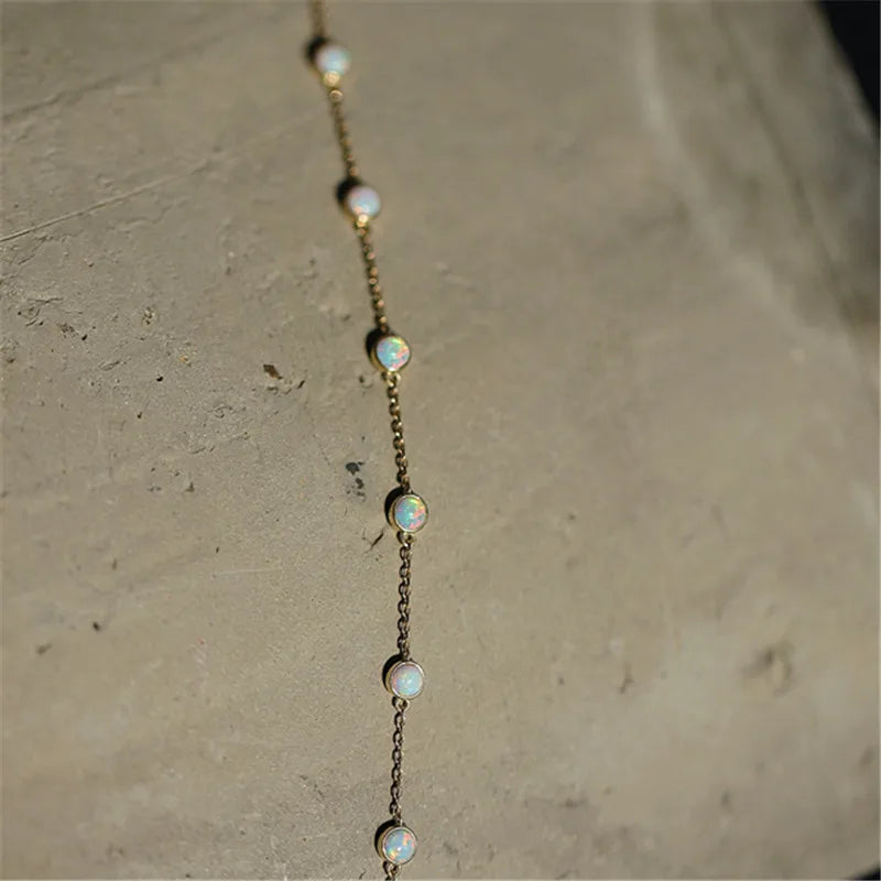 925 Sterling Silver Temperament Imitation Opal Bracelets for Women Birthday Party Gift Fine Jewelry