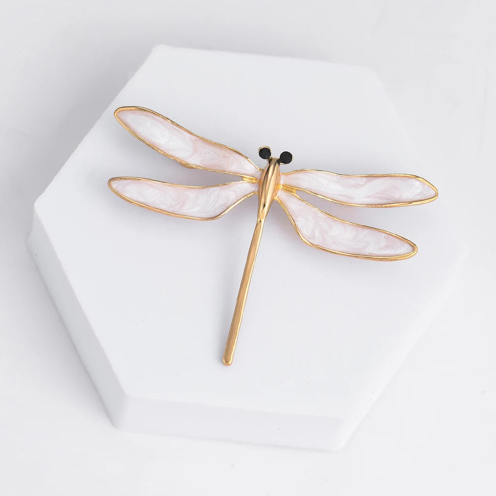 Animal White Dragonfly Brooches Fashion Insect Pins Clothing Backpack Lapel Accessories Animal Jewelry For Women Girl Gift