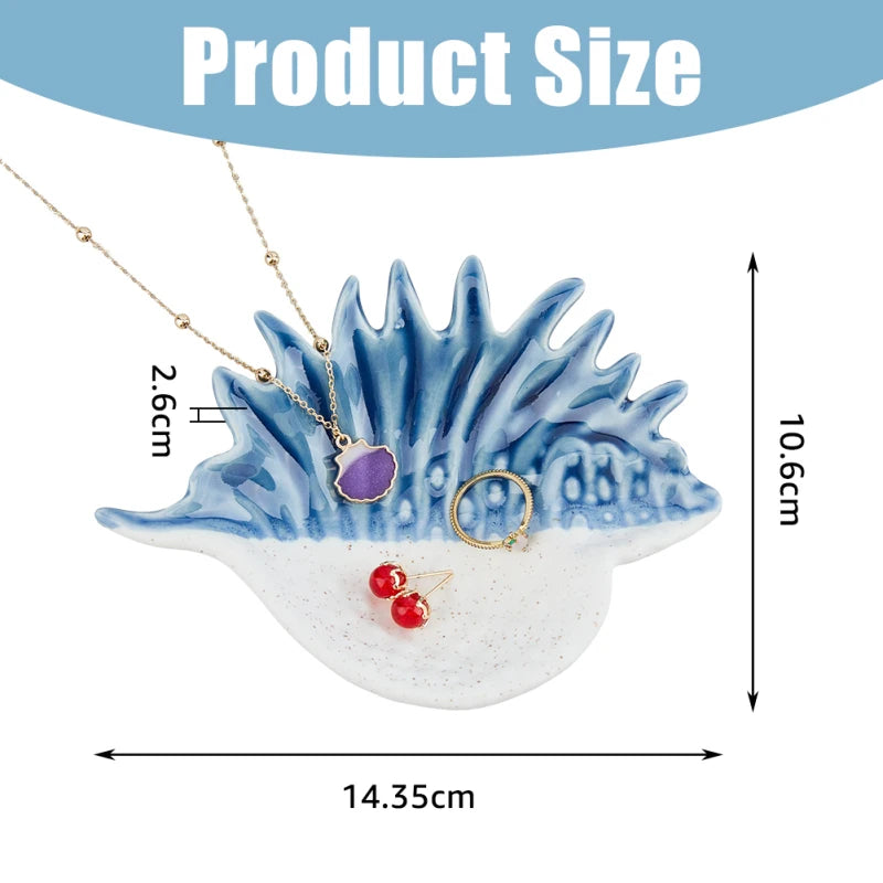 1 pc Ocean Ceramic Jewelry Tay Small Starfish Jewelry Plates Decorative Trinket Dish Orange White Ring Holder Tray