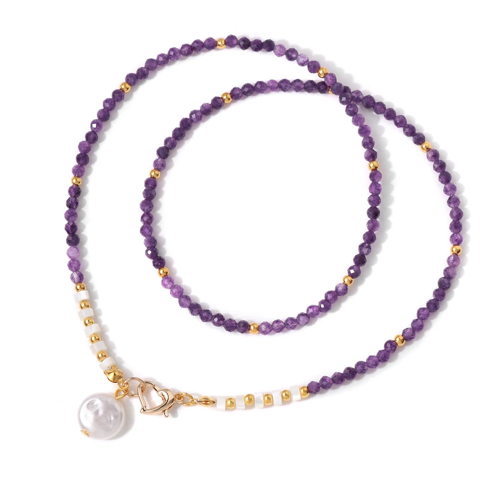 40cm Drop Pendant Necklace Natural Quartzs Stone Beaded Charm Necklaces Vintage Female Energy Necklace for Women Jewelry Gifts