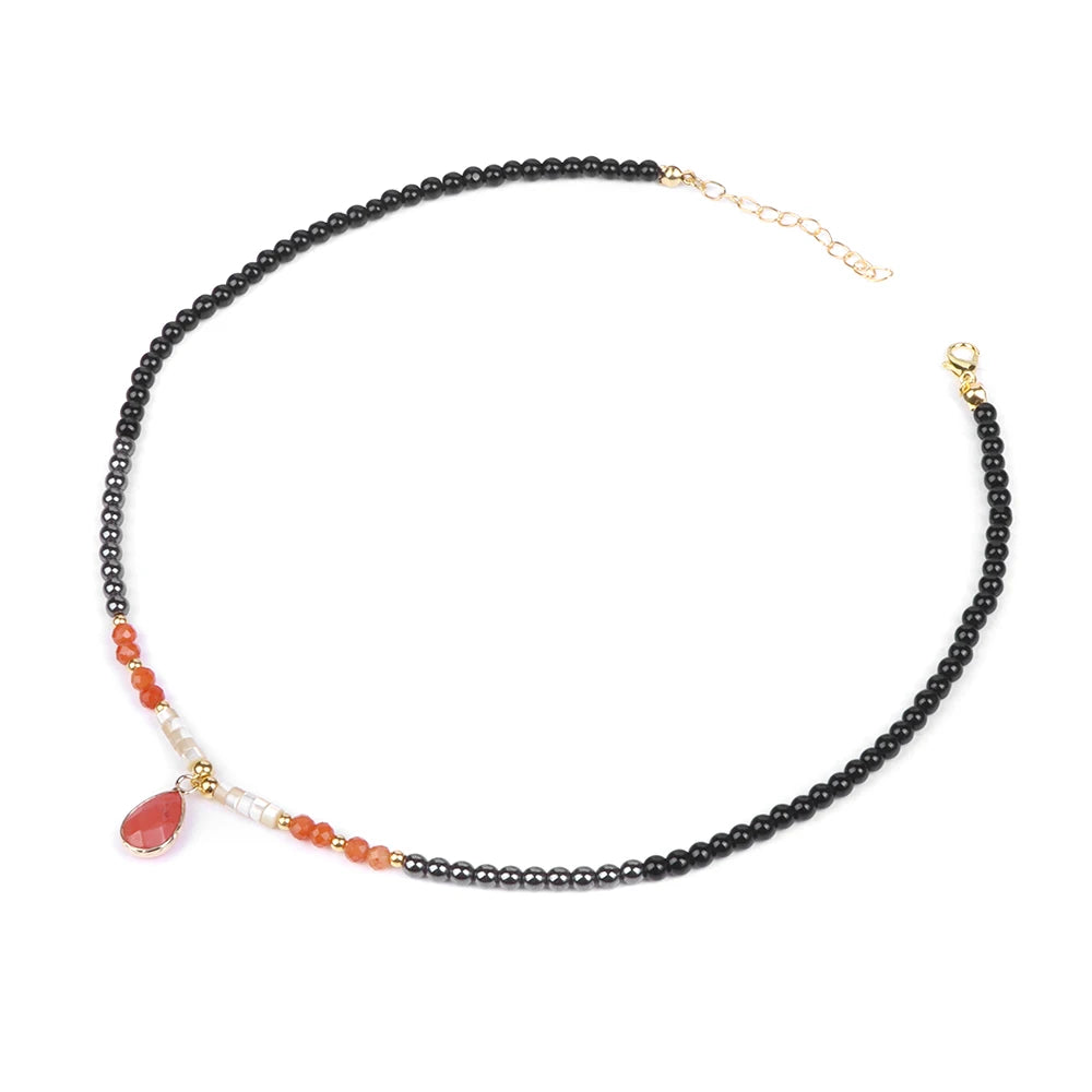 40cm Drop Pendant Necklace Natural Quartzs Stone Beaded Charm Necklaces Vintage Female Energy Necklace for Women Jewelry Gifts