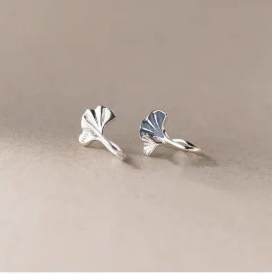925 Sterling Silver Ginkgo Leaf Stud Earrings For Women Luxury Quality Jewelry Accessories Wholesale 2024 Trend Money 925