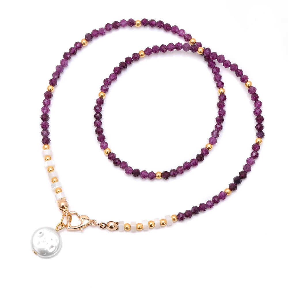 40cm Drop Pendant Necklace Natural Quartzs Stone Beaded Charm Necklaces Vintage Female Energy Necklace for Women Jewelry Gifts