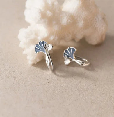 925 Sterling Silver Ginkgo Leaf Stud Earrings For Women Luxury Quality Jewelry Accessories Wholesale 2024 Trend Money 925
