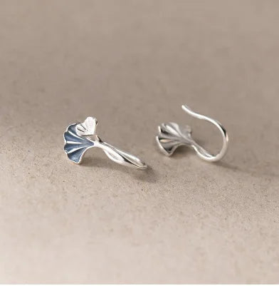 925 Sterling Silver Ginkgo Leaf Stud Earrings For Women Luxury Quality Jewelry Accessories Wholesale 2024 Trend Money 925