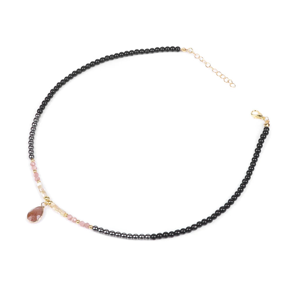 40cm Drop Pendant Necklace Natural Quartzs Stone Beaded Charm Necklaces Vintage Female Energy Necklace for Women Jewelry Gifts