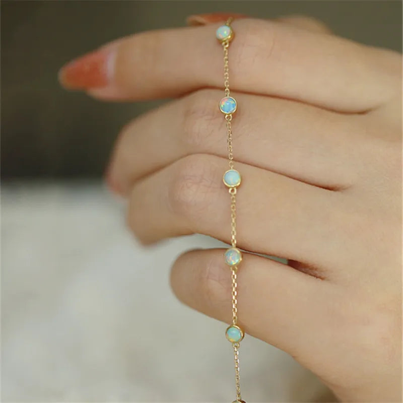 925 Sterling Silver Temperament Imitation Opal Bracelets for Women Birthday Party Gift Fine Jewelry