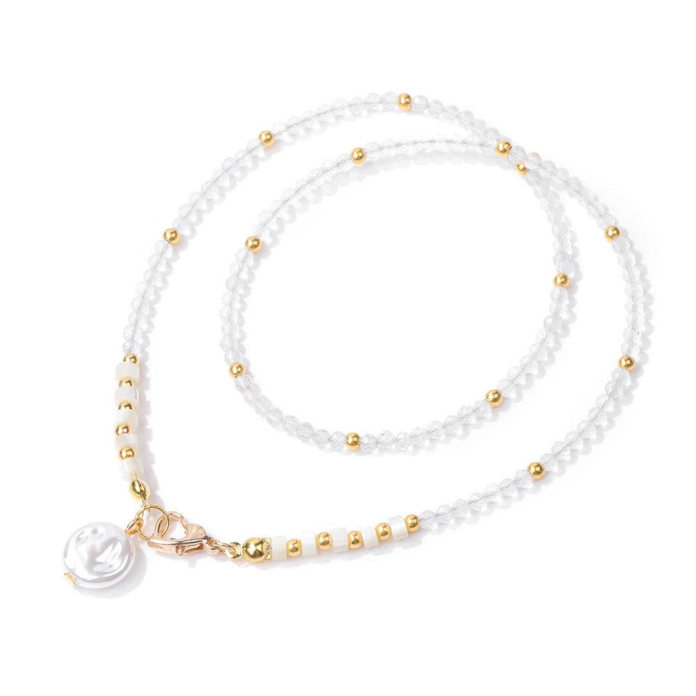 40cm Drop Pendant Necklace Natural Quartzs Stone Beaded Charm Necklaces Vintage Female Energy Necklace for Women Jewelry Gifts