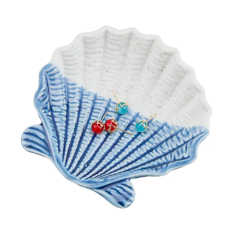 1 pc Ocean Ceramic Jewelry Tay Small Starfish Jewelry Plates Decorative Trinket Dish Orange White Ring Holder Tray