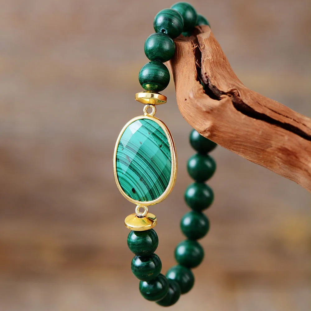 A+++++ Malachite Stretch Elastic Strand Beads Bracelet Luxury Natural Stones Women Men Couples Jewelry Bijoux Wholesale