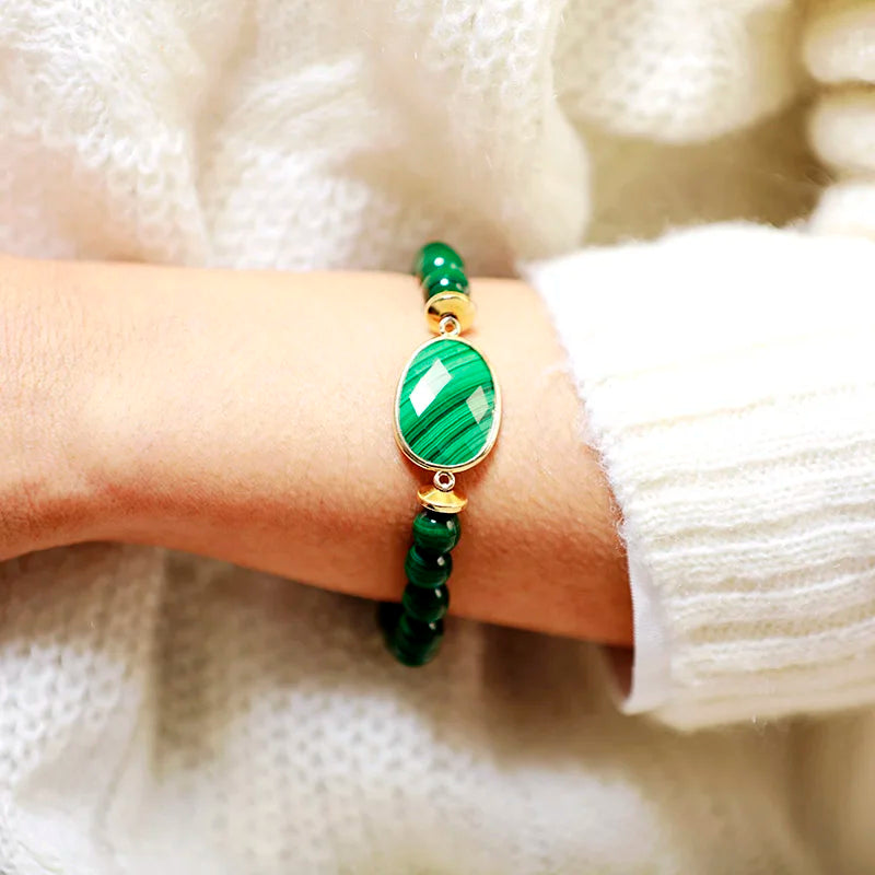 A+++++ Malachite Stretch Elastic Strand Beads Bracelet Luxury Natural Stones Women Men Couples Jewelry Bijoux Wholesale