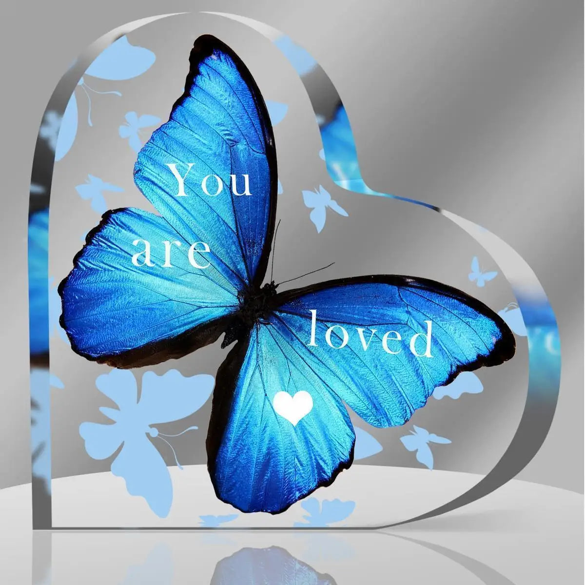 Acrylic Butterfly Heart shaped Women's Gift Inspiring Desktop Decoration Carving Souvenir Table Center Decoration Thankful Gift
