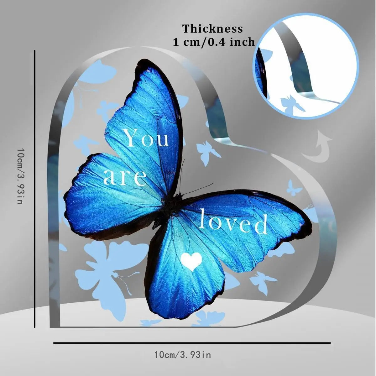Acrylic Butterfly Heart shaped Women's Gift Inspiring Desktop Decoration Carving Souvenir Table Center Decoration Thankful Gift