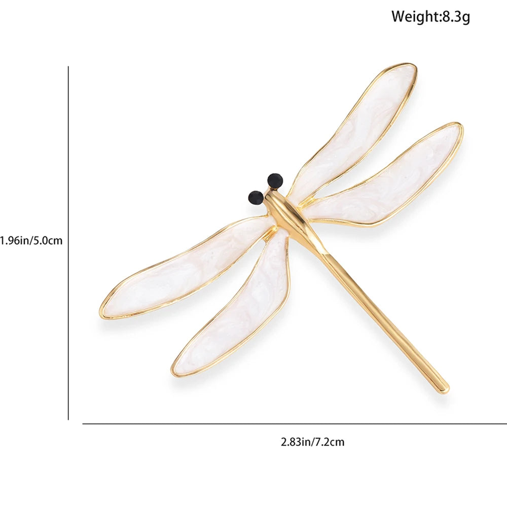 Animal White Dragonfly Brooches Fashion Insect Pins Clothing Backpack Lapel Accessories Animal Jewelry For Women Girl Gift
