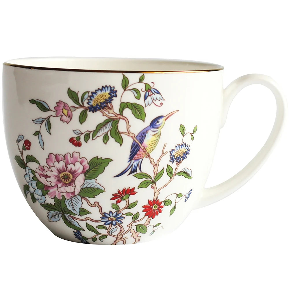 750 ml 25 OZ Bone China Mug Ceramic Cup for Coffee Milk Cereal Tea Instant Noodles Creative Rose Bird Flower Pattern DEC434
