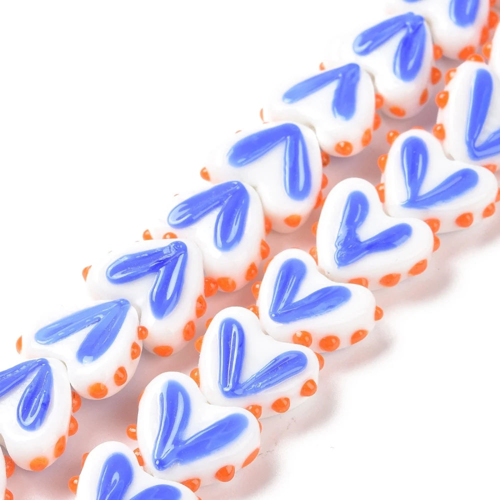1Strand Heart Handmade Lampwork Beads Strands Colorful Spacer Bead for DIY Necklaces Jewelry Making Accessories 14x16.5x6.5mm