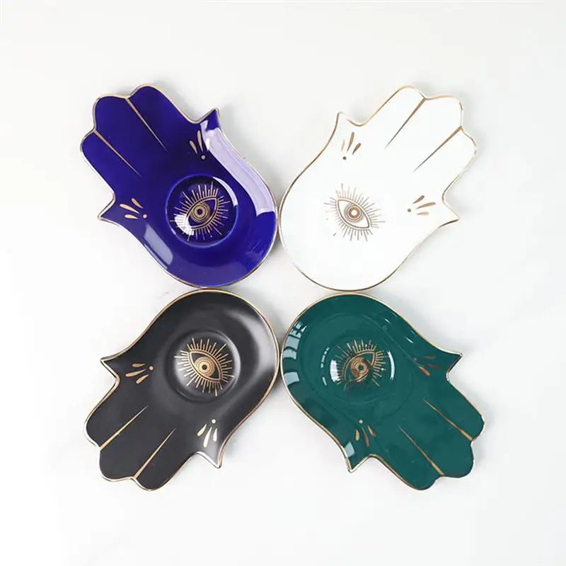 1pc Evil Eye Dividers Boxes Dish Holder Soap Plate Eye Of The Storage Trinket Shelf Ceramic Hand Display Trinket Shelf For